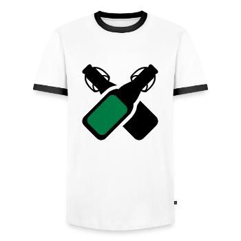 Alkohol - Bierflaschen - Männer Kontrast-T-Shirt - Weiß/Schwarz - Vorne - AI Model Female 172 light (172cm) & AI Model Male 178 dark (178cm)