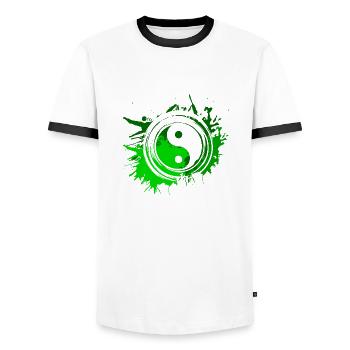 Nature Ying Yang Protection de l’environnement Équilibre Geschen - T-shirt contrasté Homme - blanc/noir - Devant - AI Model Female 172 light (172cm) & AI Model Male 178 dark (178cm)