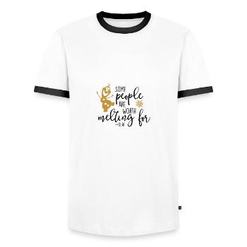 Some people are worth melting for PNG - Männer Kontrast-T-Shirt - Weiß/Schwarz - Vorne - AI Model Female 172 light (172cm) & AI Model Male 178 dark (178cm)