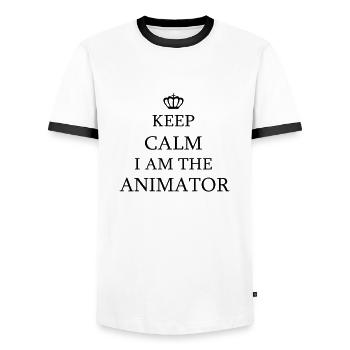 animator - Männer Kontrast-T-Shirt - Weiß/Schwarz - Vorne - AI Model Female 172 light (172cm) & AI Model Male 178 dark (178cm)