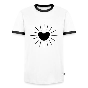 Sommer - Sonne Herz - Männer Kontrast-T-Shirt - Weiß/Schwarz - Vorne - AI Model Female 172 light (172cm) & AI Model Male 178 dark (178cm)