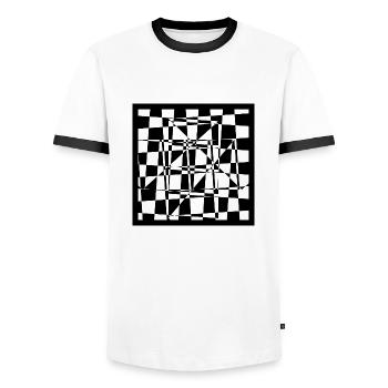 Schachbrett modifiziert, auf weiss - Männer Kontrast-T-Shirt - Weiß/Schwarz - Vorne - AI Model Female 172 light (172cm) & AI Model Male 178 dark (178cm)