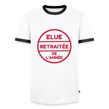 Retirement Retired Ruhestand Retraite Retraitée - Men's Ringer Shirt - white/black - Front - AI Model Female 172 light (172cm) & AI Model Male 178 dark (178cm)
