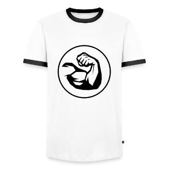 arm power strengh - Männer Kontrast-T-Shirt - Weiß/Schwarz - Vorne - AI Model Female 172 light (172cm) & AI Model Male 178 dark (178cm)