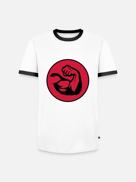 power strengh arm - Männer Kontrast-T-Shirt - Weiß/Schwarz
