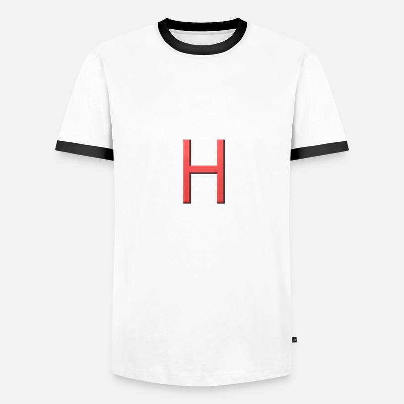 H - Buchstabe - Männer Kontrast-T-Shirt - Weiß/Schwarz