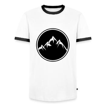 mountains icon - Männer Kontrast-T-Shirt - Weiß/Schwarz - Vorne - AI Model Female 172 light (172cm) & AI Model Male 178 dark (178cm)