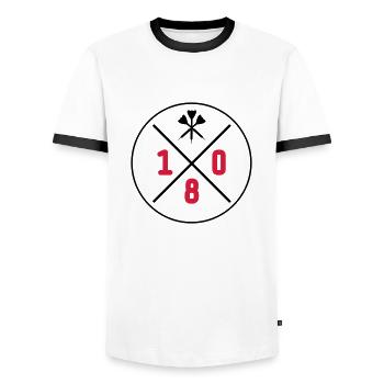 darts design 180 - Männer Kontrast-T-Shirt - Weiß/Schwarz - Vorne - AI Model Female 172 light (172cm) & AI Model Male 178 dark (178cm)