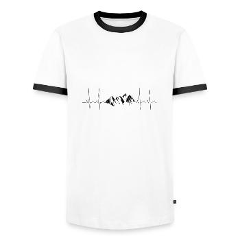 life line mountains - Männer Kontrast-T-Shirt - Weiß/Schwarz - Vorne - AI Model Female 172 light (172cm) & AI Model Male 178 dark (178cm)