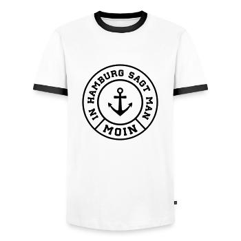 hamburg moin - Männer Kontrast-T-Shirt - Weiß/Schwarz - Vorne - AI Model Female 172 light (172cm) & AI Model Male 178 dark (178cm)