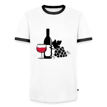 wine bottle grapes - Männer Kontrast-T-Shirt - Weiß/Schwarz - Vorne - AI Model Female 172 light (172cm) & AI Model Male 178 dark (178cm)