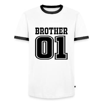 frère - T-shirt contrasté Homme - blanc/noir - Devant - AI Model Female 172 light (172cm) & AI Model Male 178 dark (178cm)