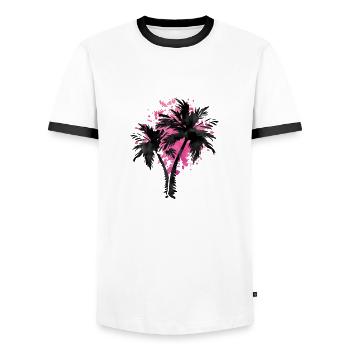 palm pink - Männer Kontrast-T-Shirt - Weiß/Schwarz - Vorne - AI Model Female 172 light (172cm) & AI Model Male 178 dark (178cm)