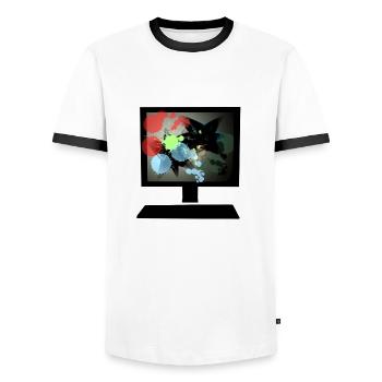 colorful pc - Men's Ringer Shirt - white/black - Front - AI Model Female 172 light (172cm) & AI Model Male 178 dark (178cm)