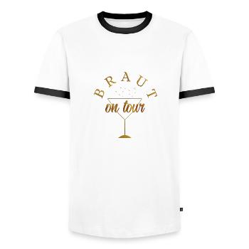 braut_on_tour_ - Männer Kontrast-T-Shirt - Weiß/Schwarz - Vorne - AI Model Female 172 light (172cm) & AI Model Male 178 dark (178cm)
