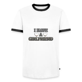 Ich habe eine Freundin - Männer Kontrast-T-Shirt - Weiß/Schwarz - Vorne - AI Model Female 172 light (172cm) & AI Model Male 178 dark (178cm)