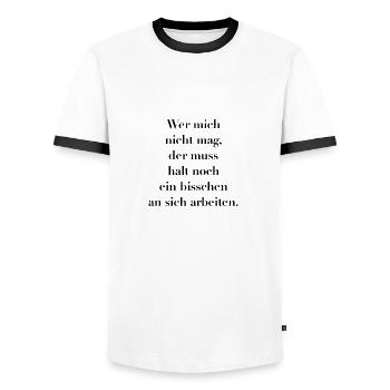 An sich arbeiten lustiger Spruch - Männer Kontrast-T-Shirt - Weiß/Schwarz - Vorne - AI Model Female 172 light (172cm) & AI Model Male 178 dark (178cm)