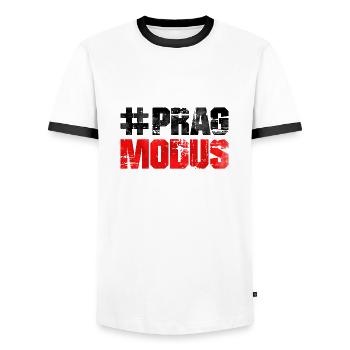 prag modus - Männer Kontrast-T-Shirt - Weiß/Schwarz - Vorne - AI Model Female 172 light (172cm) & AI Model Male 178 dark (178cm)