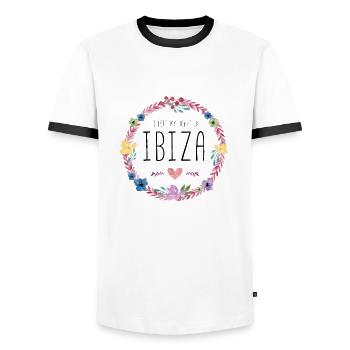 ibiza i left my heart - Männer Kontrast-T-Shirt - Weiß/Schwarz - Vorne - AI Model Female 172 light (172cm) & AI Model Male 178 dark (178cm)