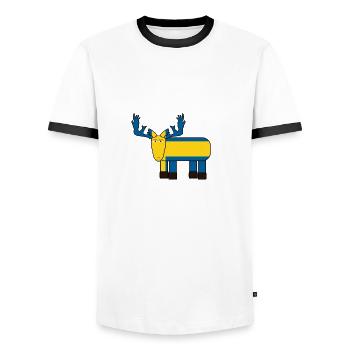Swedish moose - Men's Ringer Shirt - white/black - Front - AI Model Female 172 light (172cm) & AI Model Male 178 dark (178cm)