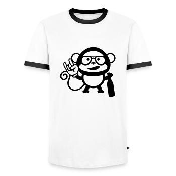 monkey party cool - Männer Kontrast-T-Shirt - Weiß/Schwarz - Vorne - AI Model Female 172 light (172cm) & AI Model Male 178 dark (178cm)