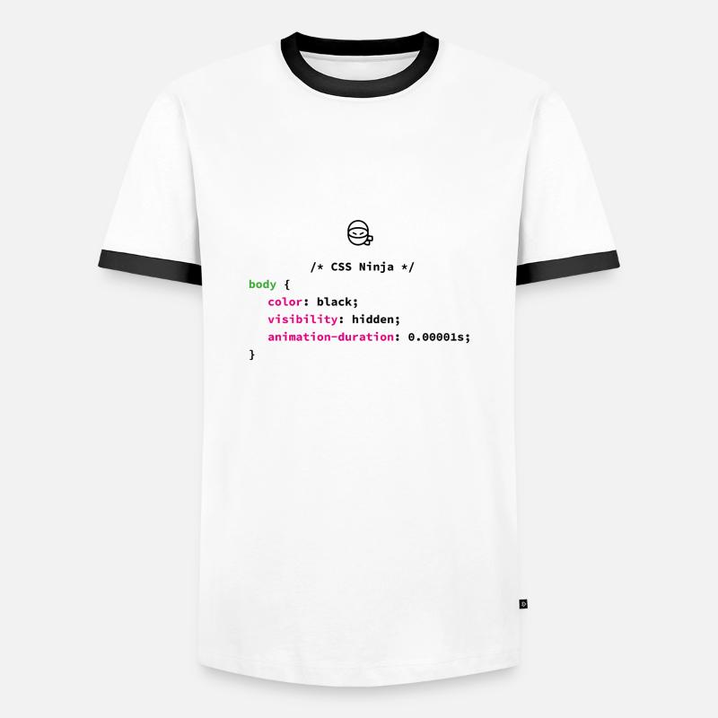 CSS Ninja - Männer Kontrast-T-Shirt - Weiß/Schwarz
