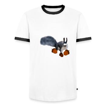 Cartoon squirrel - Men's Ringer Shirt - white/black - Front - AI Model Female 172 light (172cm) & AI Model Male 178 dark (178cm)