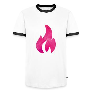 flamme feuer pink - Männer Kontrast-T-Shirt - Weiß/Schwarz - Vorne - AI Model Female 172 light (172cm) & AI Model Male 178 dark (178cm)