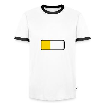 Battery (half-full / half-empty - 40%) - Männer Kontrast-T-Shirt - Weiß/Schwarz - Vorne - AI Model Female 172 light (172cm) & AI Model Male 178 dark (178cm)
