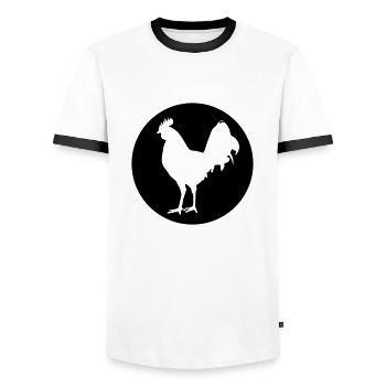 hahn icon - Männer Kontrast-T-Shirt - Weiß/Schwarz - Vorne - AI Model Female 172 light (172cm) & AI Model Male 178 dark (178cm)