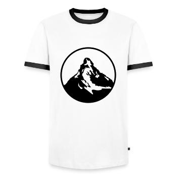 matterhorn mountain kreis - Männer Kontrast-T-Shirt - Weiß/Schwarz - Vorne - AI Model Female 172 light (172cm) & AI Model Male 178 dark (178cm)