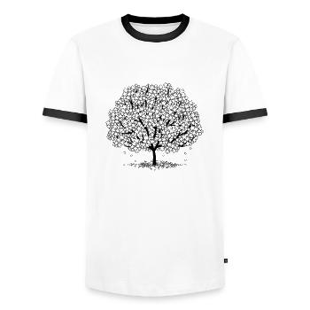 Blossoming tree - Men's Ringer Shirt - white/black - Front - AI Model Female 172 light (172cm) & AI Model Male 178 dark (178cm)