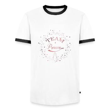 team_prosecco_rose - Männer Kontrast-T-Shirt - Weiß/Schwarz - Vorne - AI Model Female 172 light (172cm) & AI Model Male 178 dark (178cm)