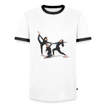 Groupe de danseurs chorégraphie danse jazz - T-shirt contrasté Homme - blanc/noir - Devant - AI Model Female 172 light (172cm) & AI Model Male 178 dark (178cm)