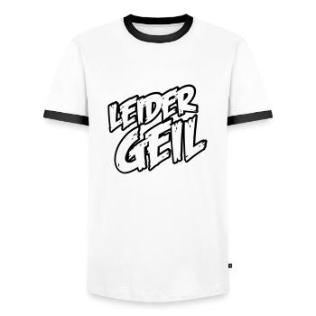 leider_geil - Männer Kontrast-T-Shirt - Weiß/Schwarz - Vorne - AI Model Female 172 light (172cm) & AI Model Male 178 dark (178cm)