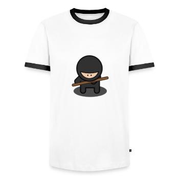 Ninja Stab - Männer Kontrast-T-Shirt - Weiß/Schwarz - Vorne - AI Model Female 172 light (172cm) & AI Model Male 178 dark (178cm)
