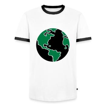 erde_001 - Men's Ringer Shirt - white/black - Front - AI Model Female 172 light (172cm) & AI Model Male 178 dark (178cm)
