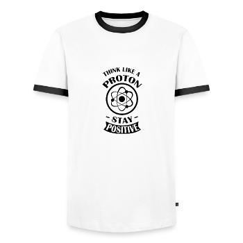 Atome de proton positif - T-shirt contrasté Homme - blanc/noir - Devant - AI Model Female 172 light (172cm) & AI Model Male 178 dark (178cm)
