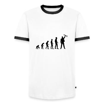 L'évolution de l'Escape Room Homo Sapiens ou quelque chose - T-shirt contrasté Homme - blanc/noir - Devant - AI Model Female 172 light (172cm) & AI Model Male 178 dark (178cm)