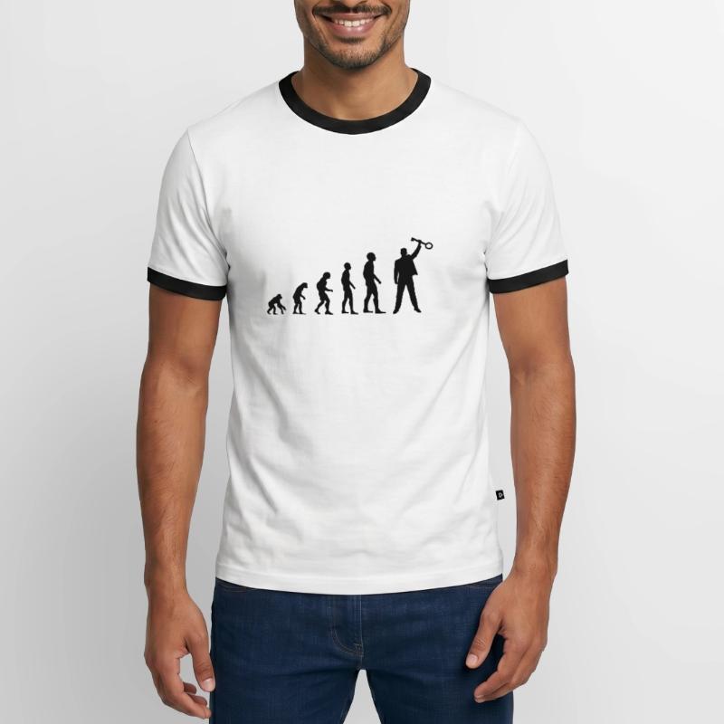 Die Evolution des Escape Room Homo Sapiens oder so Männer Kontrast-T-Shirt