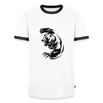 Wieso sind alle Bären immer so aggro? - Männer Kontrast-T-Shirt - Weiß/Schwarz - Vorne - AI Model Female 172 light (172cm) & AI Model Male 178 dark (178cm)