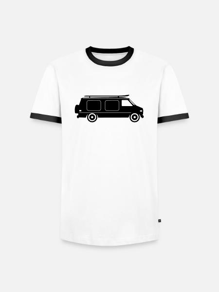 CAMPER BUS Motorhome Car - Men's Ringer Shirt - white/black