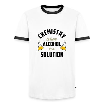 Chemie wo Alkohol eine Lösung ist - Männer Kontrast-T-Shirt - Weiß/Schwarz - Vorne - AI Model Female 172 light (172cm) & AI Model Male 178 dark (178cm)