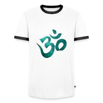 Om sign - Men's Ringer Shirt - white/black - Front - AI Model Female 172 light (172cm) & AI Model Male 178 dark (178cm)