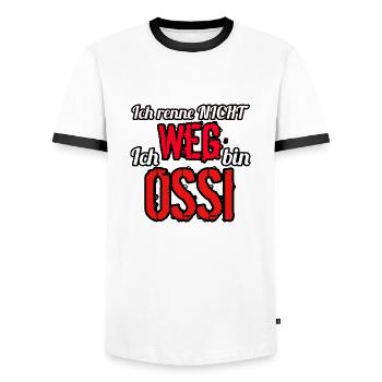 Ossi - Männer Kontrast-T-Shirt - Weiß/Schwarz - Vorne - AI Model Female 172 light (172cm) & AI Model Male 178 dark (178cm)