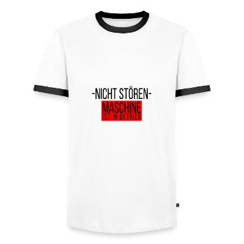 Nicht stören Maschine ist in Betrieb - Männer Kontrast-T-Shirt - Weiß/Schwarz - Vorne - AI Model Female 172 light (172cm) & AI Model Male 178 dark (178cm)