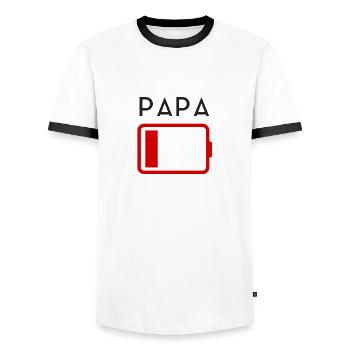 Daddy Family Battery - Men's Ringer Shirt - white/black - Front - AI Model Female 172 light (172cm) & AI Model Male 178 dark (178cm)