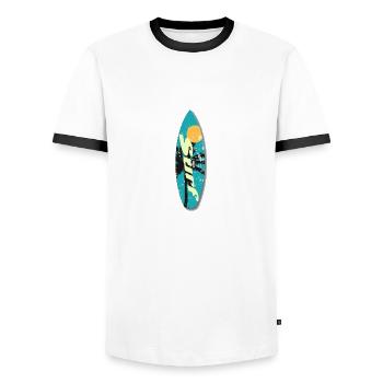 Surf surfeur - T-shirt contrasté Homme - blanc/noir - Devant - AI Model Female 172 light (172cm) & AI Model Male 178 dark (178cm)