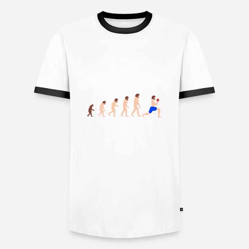 Evolution Weightlifting Bodybuilder Funny Gym - Men's Ringer Shirt - white/black