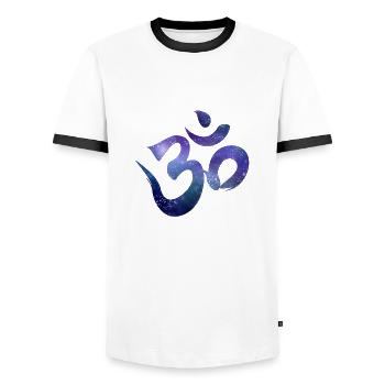 Signe Om - T-shirt contrasté Homme - blanc/noir - Devant - AI Model Female 172 light (172cm) & AI Model Male 178 dark (178cm)